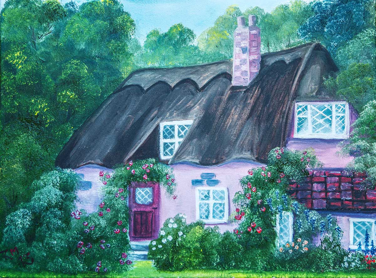 Snoephuisje Framboos - 30x40 - olieverf op doek - verkocht